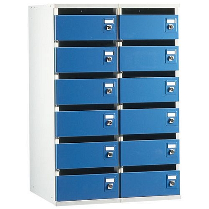 Poštovní skříň, 12 boxů, modrá/šedá