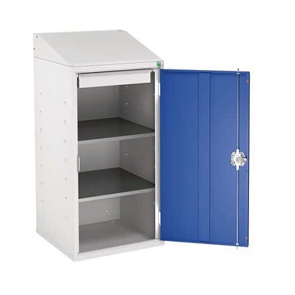 Skříňka se šikmým psacím pultem Bott Economy, 2 police, 1 zásuvka, 113 x 52,5 x 55 cm, šedá-modrá
