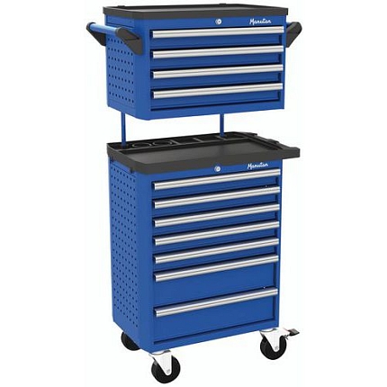 Montážní vozík Manutan Expert 7 s horní nástavbou, 81,7 x 67,8 x 45,9 cm, 7 + 4 zásuvky