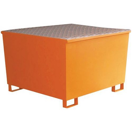 Ocelová záchytná vana Manutan Expert pod IBC kontejner, oranžová