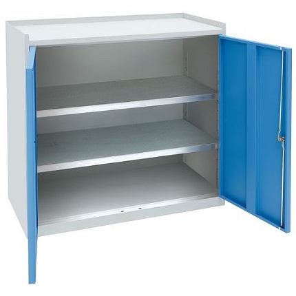 Dílenská skříň na nářadí Manutan Expert, 91,5 x 100 x 50 cm, šedá/modrá