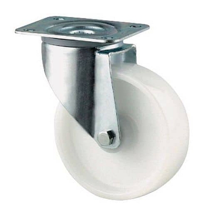 Nylonové transportní kolo s přírubou Tente, otočné, průměr 80 mm, kluzné ložisko