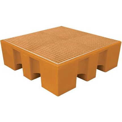 Plastová záchytná vana s kovovým roštem, kapacita 450 l - Manutan Expert