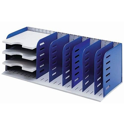 Plastový organizér Styro, 8 přihrádek, modrý/šedý