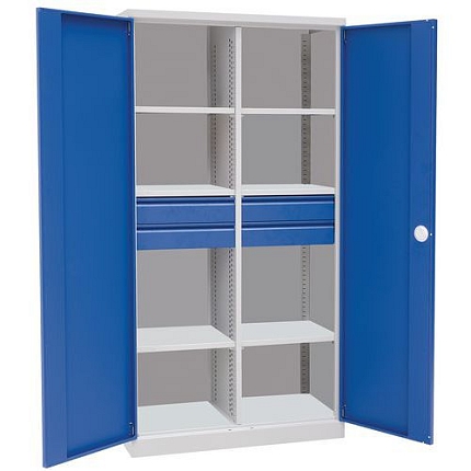 Kovová dílenská skříň Manutan Expert, 195 x 100 x 45 cm, 4 zásuvky