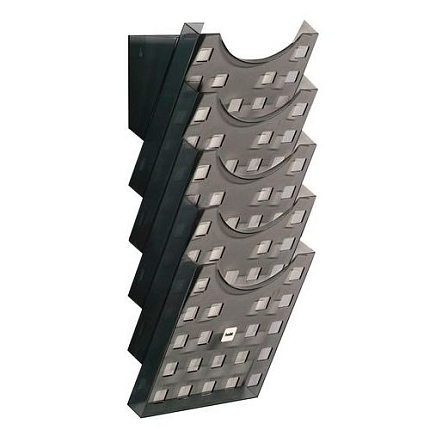 Závěsný držák na prospekty Helit, 5 přihrádek A4, šedá