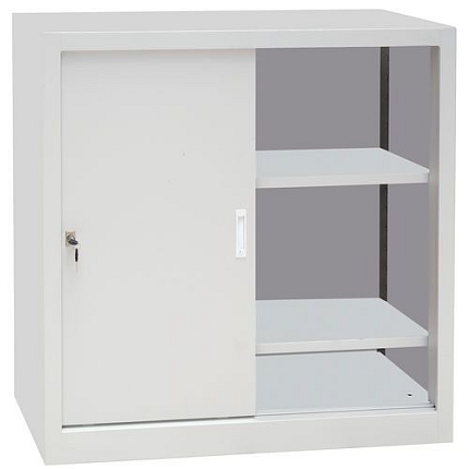 Kovová dílenská skříň Manutan Expert, 100 x 100 x 65 cm, šedá/šedá