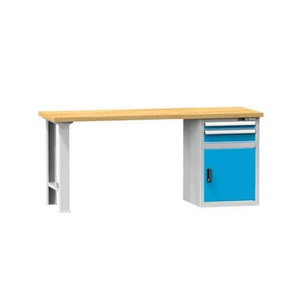 Dílenský stůl KOMBI DB4725, 2500 x 700 x 880 mm, BUK, šedá-modrá