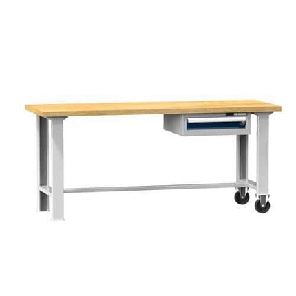 Mobilní dílenský stůl MPS5-720, 2000 x 700 x 880 mm, BUK, šedá-tmavě modrá