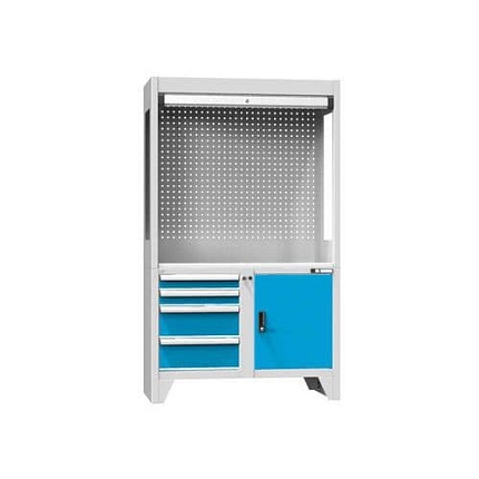 Kontrolní pracoviště, 1200 x 800 x 2030 mm, šedá-modrá