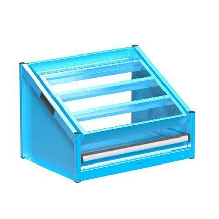 NC stolní stojan 36x27D s vybavením, varianta 1, modrá