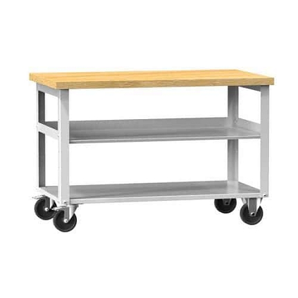 Mobilní dílenský stůl PPS Multiplex, 81 x 120 x 70 cm, 2 police, buk/šedá