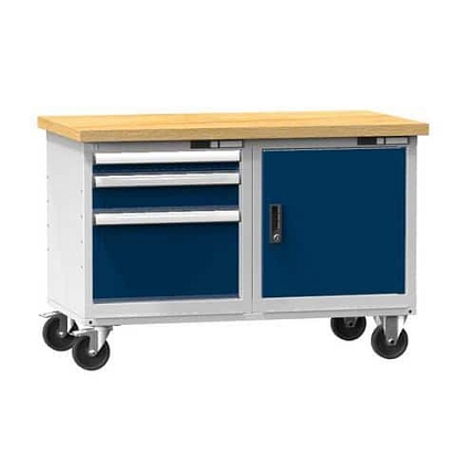 Mobilní dílenský stůl PPS-5M, 1200 x 700 x 810 mm, MULTIPLEX, šedá-tmavě modrá
