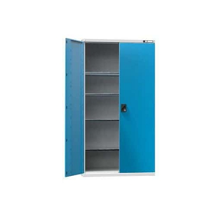 Kovová dílenská skříň na nářadí SK1, 1950 x 1044 x 625 mm, 4 police, šedá/modrá