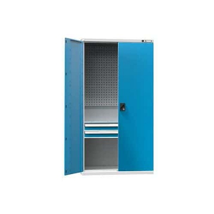 Nářaďová skříň SK1-003, 1044 x 625 x 1950 mm, šedá-modrá