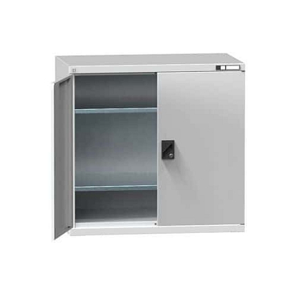 Kovová dílenská skříň na nářadí SK1, 1000 x 1044 x 625 mm, 2 police, šedá/šedá