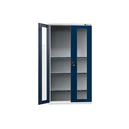 Nářaďová skříň SK2-001S, 1044 x 405 x 1950 mm, šedá-tmavě modrá