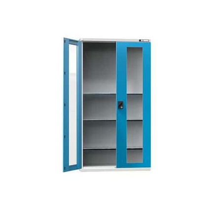 Nářaďová skříň SK2-001S, 1044 x 405 x 1950 mm, šedá-modrá