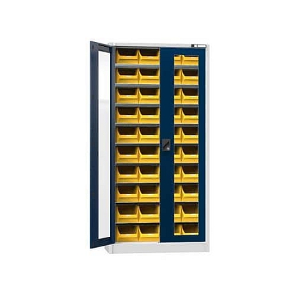 Skříň s boxy UK1-B11S, 950 x 400 x 1950 mm, šedá-tmavě modrá