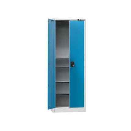 Univerzální kovová skříň UK2, 1950 x 700 x 400 mm, 4 police, šedá/modrá