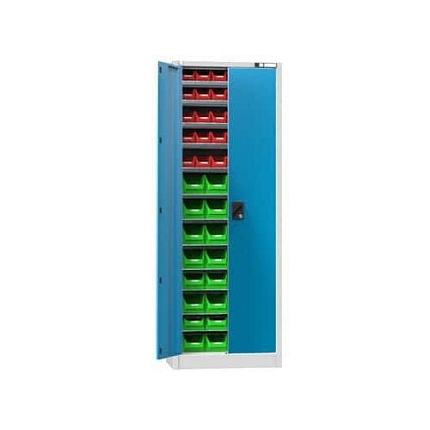 Skříň s boxy UK2-B21, 700 x 400 x 1950 mm, šedá-modrá