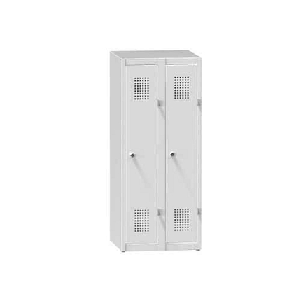 Kovová šatní skříň 2-dvířková na soklu, 600 x 500 x 1200 mm, šedá-šedá