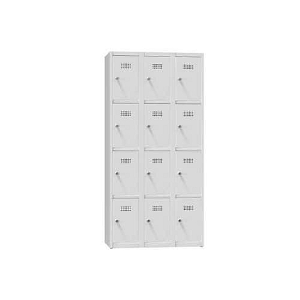 Kovová šatní skříň, 12 boxů, 1850 x 900 x 500 mm, šedá/šedá