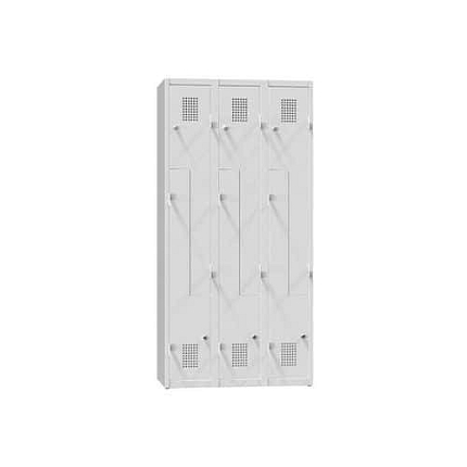 Kovová šatní skříň, dveře Z, 6 oddílů, 1850 x 900 x 500 mm, šedá/šedá