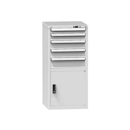 Dílenské zásuvkové skříně ZA, 1215 x 578 x 600 mm, 5 zásuvek, 1 skříňka, šedá