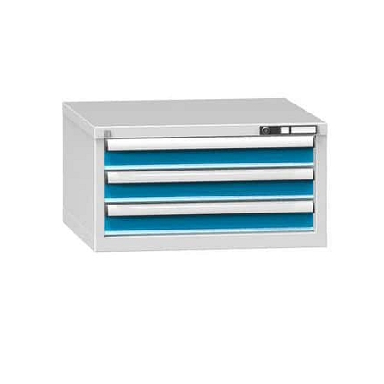 Zásuvková skříň ZB3, 731 x 753 x 390 mm, šedá-modrá