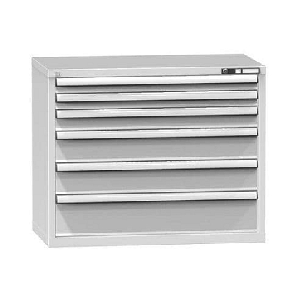 Dílenská zásuvková skříň ZC, 850 x 1037 x 600 mm, 6 zásuvek, šedá/šedá