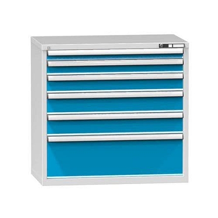 Zásuvková skříň ZC4, 1037 x 600 x 990 mm, šedá-modrá