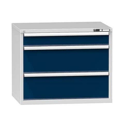 Dílenská zásuvková skříň ZG, 3 zásuvky, 840 x 1037 x 753 mm, šedá/tmavě modrá