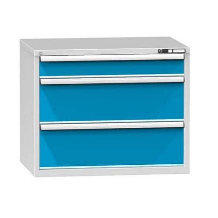 Dílenská zásuvková skříň ZG, 3 zásuvky, 840 x 1037 x 753 mm, šedá/modrá