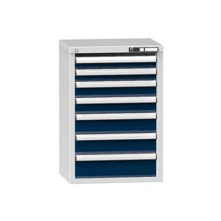 Dílenská zásuvková skříň ZN, 7 zásuvek, 840 x 578 x 464 mm, šedá/tmavě modrá