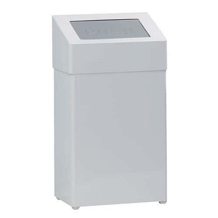 Kovový bílý odpadkový koš s výklopným víkem 50 l
