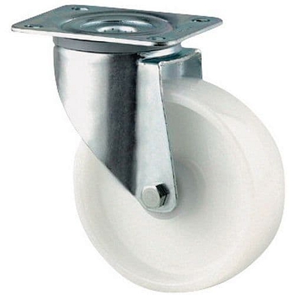 Nylonové transportní kolo s přírubou Tente, otočné, průměr 200 mm, kluzné ložisko