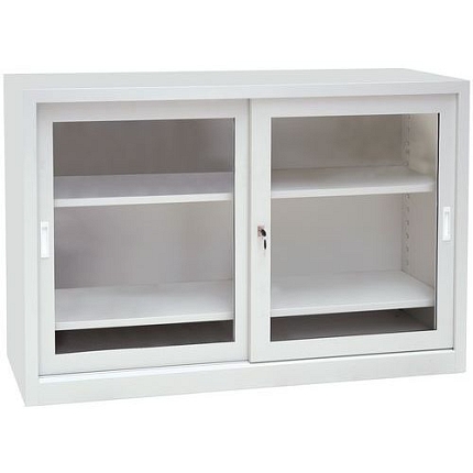 Kovová dílenská skříň Manutan Expert, 100 x 150 x 65 cm, šedá/šedá