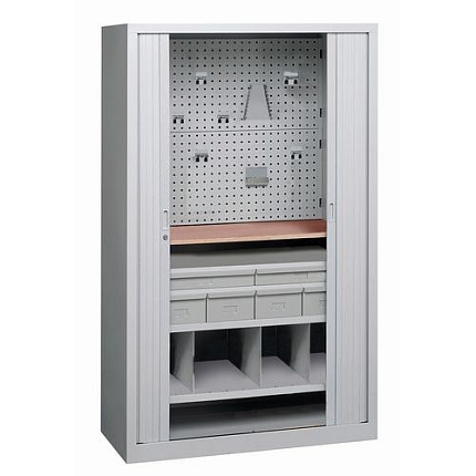 Kovové dílenské skříně zásuvkové Vinco, s roletou, 198 x 120 x 53 cm