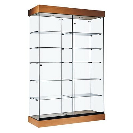 Produktová vitrína ASF, 2 oddíly, 192 x 46 x 125 cm, buk