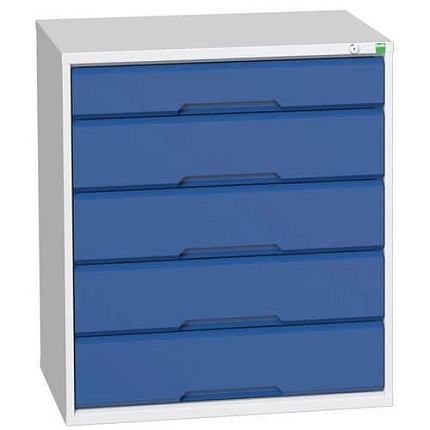 Dílenská zásuvková skříň Bott Verso, 90 x 80 x 55 cm, 5 zásuvek, šedá-modrá