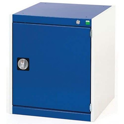 Dílenská skříň Bott Cubio, 80 x 52,5 x 52,5 cm, perfo dveře, šedá-modrá