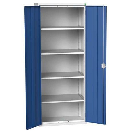 Dílenská skříň policová Bott Verso, 200 x 80 x 55 cm, 4 police, šedá-modrá