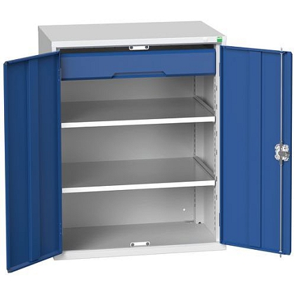 Dílenská skříň se zásuvkami Bott Verso, 100 x 80 x 55 cm, 2 police, 1 zásuvka, šedá-modrá
