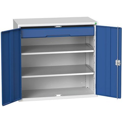 Dílenská skříň se zásuvkami Bott Verso, 100 x 105 x 55 cm, 2 police, 1 zásuvka, šedá-modrá