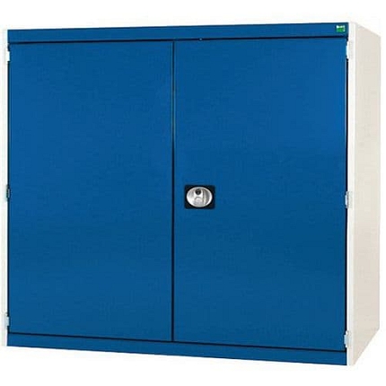 Dílenská skříň Bott Cubio 160, 120 x 130 x 52,5 cm, perfo dveře, šedá-modrá