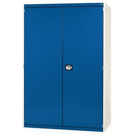 Dílenská skříň Bott Cubio 160, 200 x 130 x 52,5 cm, perfo dveře, šedá-modrá