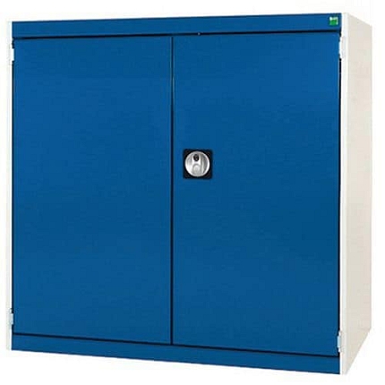 Dílenská skříň Bott Cubio, 100 x 105 x 65 cm, perfo dveře, šedá-modrá