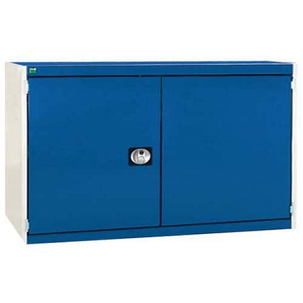 Dílenská skříň Bott Cubio 160, 80 x 130 x 65 cm, perfo dveře, šedá-modrá