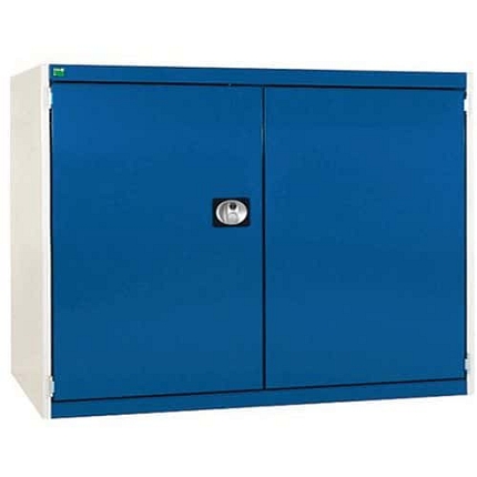 Dílenská skříň Bott Cubio 160, 100 x 130 x 65 cm, perfo dveře, šedá-modrá